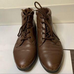 Danexx Brown Ankle Leather Boots Lace Up Shoes Vintage 80s Size 8.5 Boot